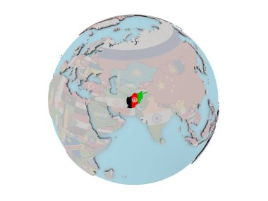Afganistan dünya üzerinde bayrak ile