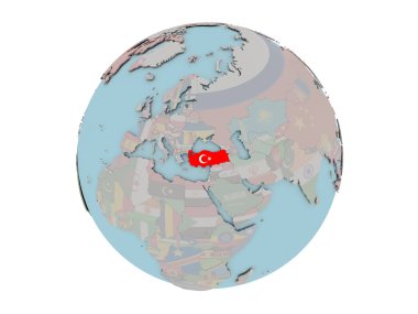 Türkiye Dünya üzerinde bayrak ile