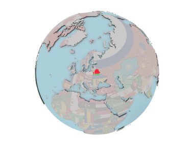 Dünya üzerinde bayrak ile Beyaz Rusya