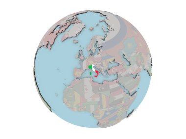 İtalya dünya üzerinde bayrak ile