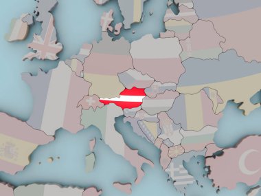 Avusturya bayrağı ile siyasi dünya üzerinde