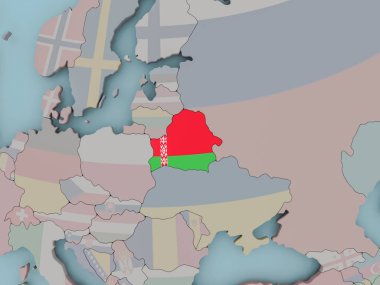 Beyaz Rusya bayrağı ile siyasi dünya üzerinde