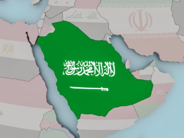 Suudi Arabistan bayrağı ile siyasi dünya üzerinde