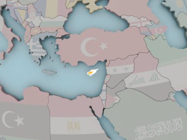 Kıbrıs bayrağı ile siyasi dünya üzerinde