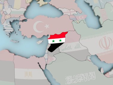 Suriye bayrağı ile siyasi dünya üzerinde