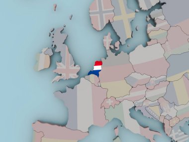 Hollanda bayrağı ile siyasi dünya üzerinde