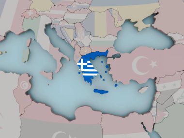 Yunanistan bayrağı ile siyasi dünya üzerinde