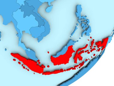 Endonezya Haritası mavi siyasi dünya üzerinde