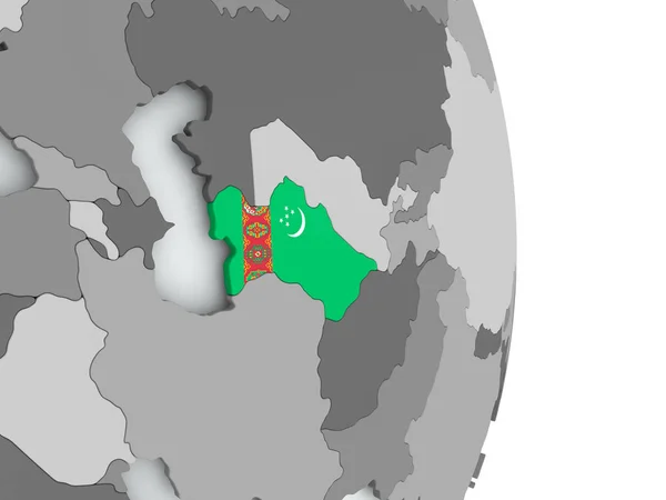 Mapa de Turkmenistán con la bandera — Foto de Stock