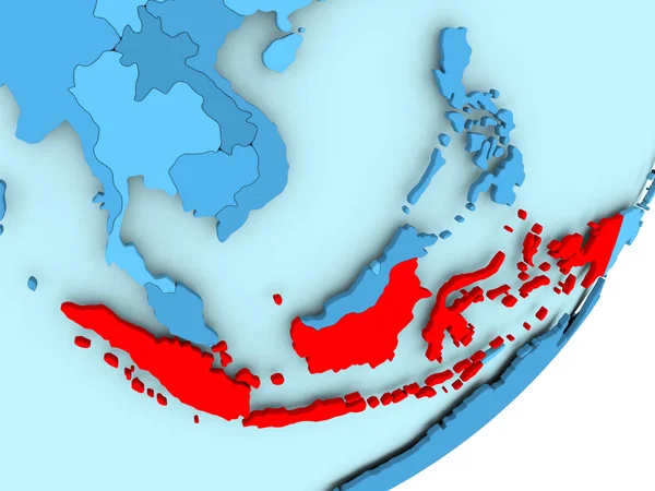 Endonezya Haritası mavi siyasi dünya üzerinde