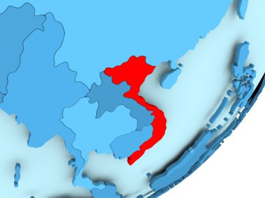 Vietnam Haritası mavi siyasi dünya üzerinde
