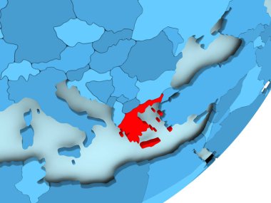 Yunanistan Haritası mavi siyasi dünya üzerinde