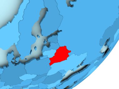 Beyaz Rusya Haritası mavi siyasi dünya üzerinde