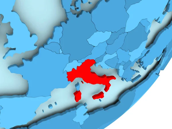 Карта Италии на голубом политическом глобусе — стоковое фото