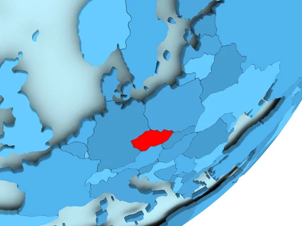 Kaart van Tsjechië op blauwe politieke wereldbol — Stockfoto