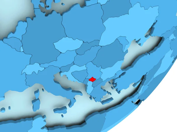 Mapa do Kosovo no globo político azul — Fotografia de Stock