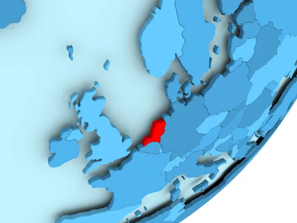 Мапа Нідерландів на синій політичних глобус — стокове фото