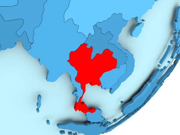 Карта Таиланда на голубом политическом глобусе — стоковое фото