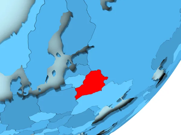Карта Беларуси на голубом политическом глобусе — стоковое фото