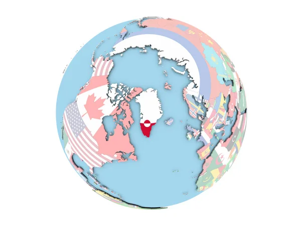 Greenland on globe isolated — Stock Photo, Image