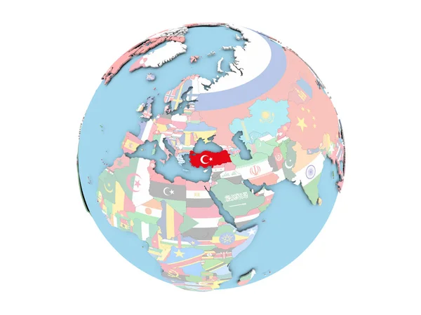 Türkiye Globe izole — Stok fotoğraf