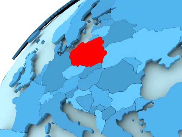 Polonia sul globo blu — Foto Stock
