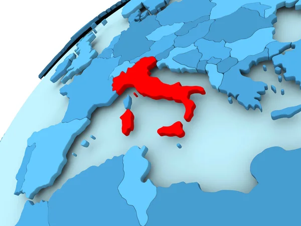 Itália no globo azul — Fotografia de Stock