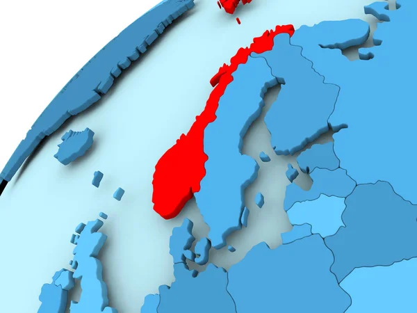 Norwegen auf blauem Globus — Stockfoto