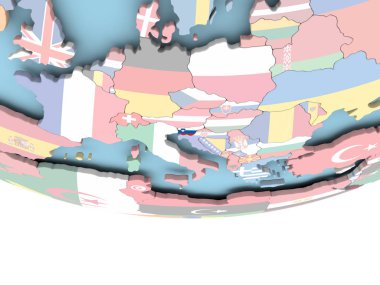 Slovenya haritası Dünya üzerinde bayrak ile