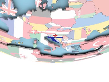 Hırvatistan Haritası dünya üzerinde bayrak ile