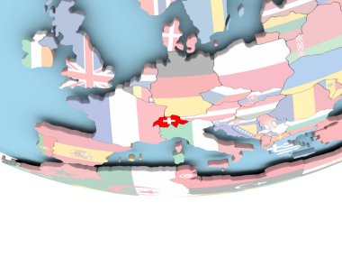 İsviçre Haritası dünya üzerinde bayrak ile