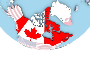 Kanada Haritası dünya üzerinde bayrak ile