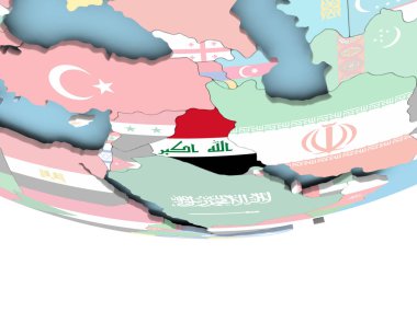 Irak Haritası dünya üzerinde bayrak ile
