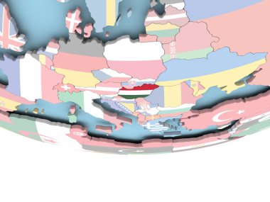 Macaristan haritası Dünya üzerinde bayrak ile