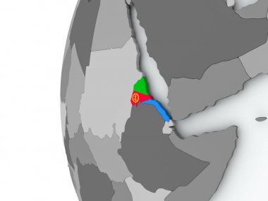 Eritre bayrak ile dünya üzerinde