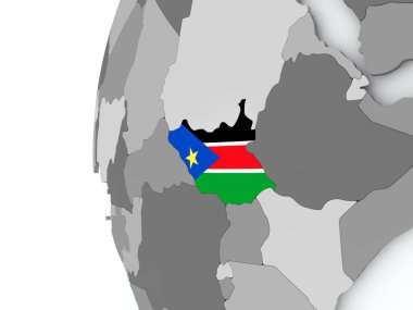 Güney Sudan bayrağı ile dünya üzerinde