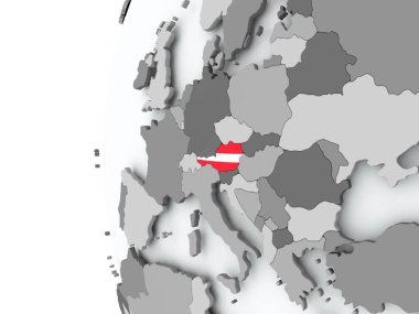 Avusturya bayrağı ile dünya üzerinde