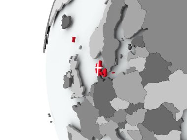 Danimarka bayrağı ile dünya üzerinde