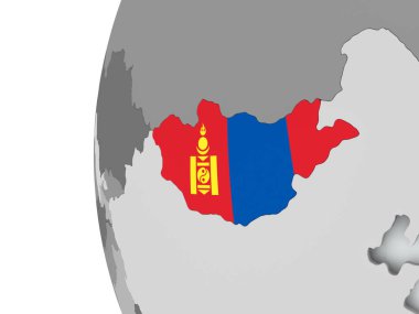 Moğolistan bayrağı ile dünya üzerinde