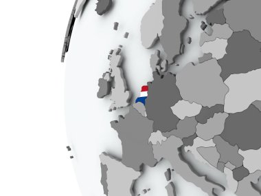 Hollanda bayrağı ile dünya üzerinde