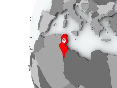 Tunus bayrağı ile dünya üzerinde