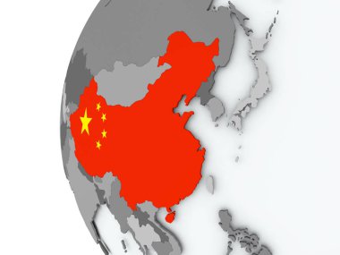 Çin bayrağı ile dünya üzerinde