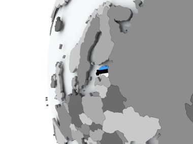 Estonya bayrağı ile dünya üzerinde