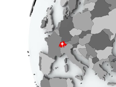 İsviçre bayrağı ile dünya üzerinde