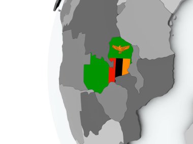 Zambiya bayrağı ile dünya üzerinde