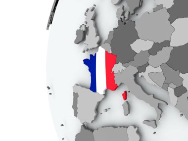 Fransa bayrağı ile dünya üzerinde