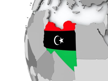Libya bayrağı ile dünya üzerinde