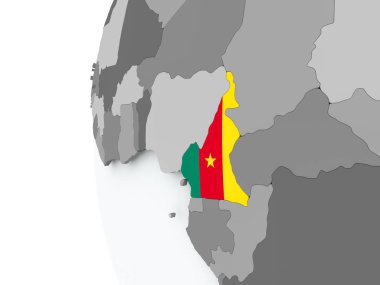Kamerun bayrağı ile dünya üzerinde