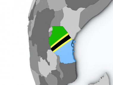 Tanzanya bayrak ile dünya üzerinde