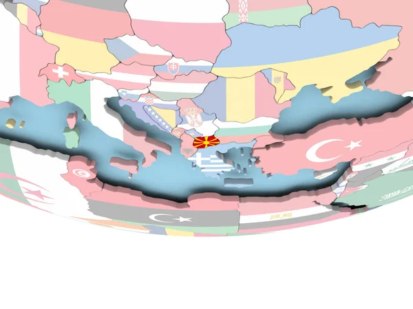 标志的地球的马其顿地图 — 图库照片